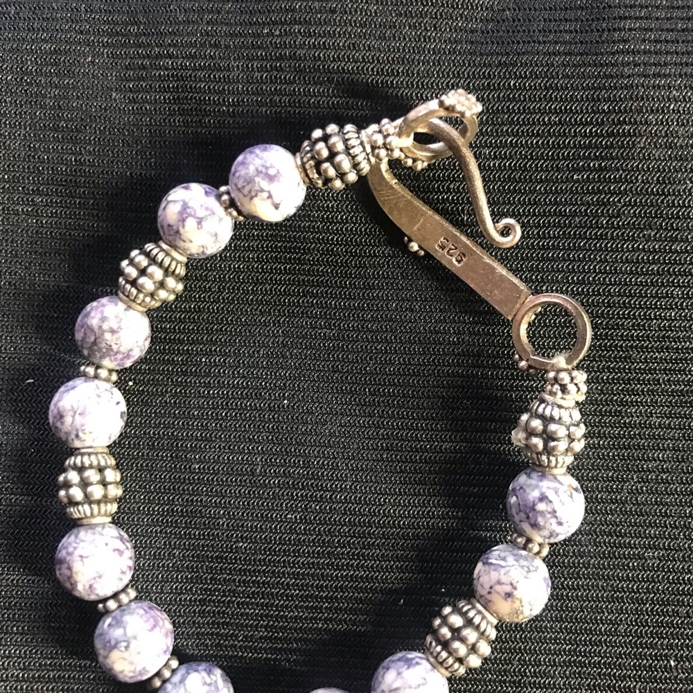 Beaded sterling purple stones bracelet - Picture 3 of 3